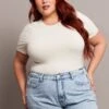 White Bodysuit Short Sleeve Crew Neck Supersoft