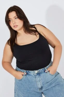 Black Singlet Top Scoop Neck Supersoft -You And All Fashion Store cbs2341 84j black 3