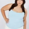 Blue Singlet Top Scoop Neck Supersoft