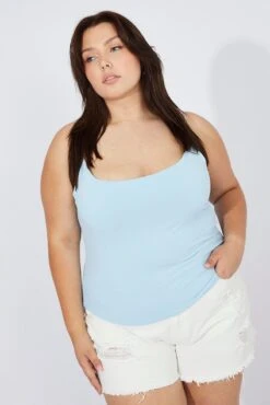 Blue Singlet Top Scoop Neck Supersoft -You And All Fashion Store cbs2341 84j sky blue 3