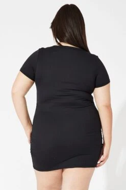 Black Supersoft Dress Short Sleeve Crew Neck -You And All Fashion Store cbs2357a 84j black 5