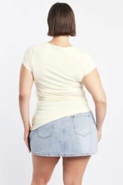 Yellow Top Short Sleeve Asymmertic Hem -You And All Fashion Store cbs2431 84j butter 4