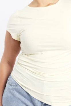 Yellow Top Short Sleeve Asymmertic Hem -You And All Fashion Store cbs2431 84j butter 5