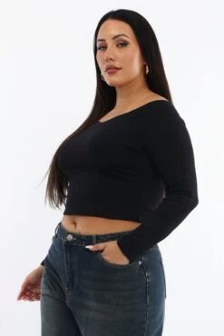 Black V Neck Long Sleeve Supersoft -You And All Fashion Store cbs2466 84j black 4