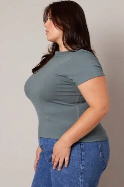 Green T-shirt Short Sleeve Crew Neck Modal -You And All Fashion Store cbs2470 84j moss 4