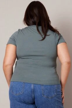 Green T-shirt Short Sleeve Crew Neck Modal -You And All Fashion Store cbs2470 84j moss 5