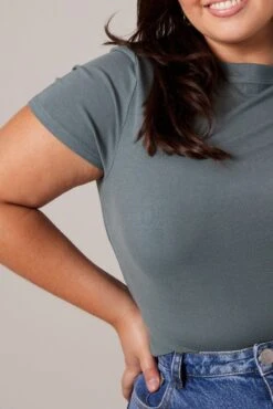 Green T-shirt Short Sleeve Crew Neck Modal -You And All Fashion Store cbs2470 84j moss 6