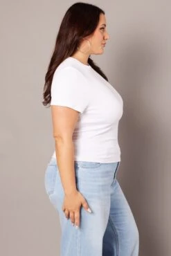 White T-shirt Short Sleeve Crew Neck Modal -You And All Fashion Store cbs2470 84j white 4