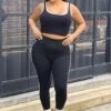 Black Leggings Seamless Side Stripe