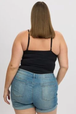 Black Bodysuit Singlet Front Ruched Supersoft 9 Black Bodysuit Singlet Front Ruched Supersoft -You And All Fashion Store cbs2493 84j black 4