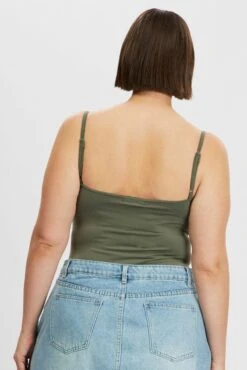 Green Bodysuit Singlet Front Ruched Supersoft 9 Green Bodysuit Singlet Front Ruched Supersoft -You And All Fashion Store cbs2493 84j khaki 4