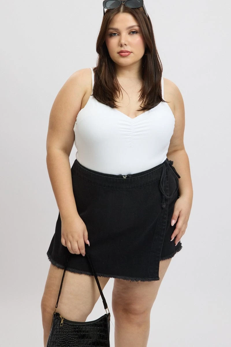 White Bodysuit Singlet Front Ruched Supersoft 3 White Bodysuit Singlet Front Ruched Supersoft - Image 3