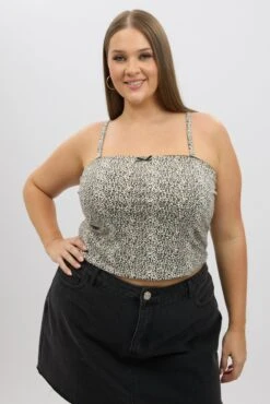 Brown Animal Print Singlet Top Sleeveless -You And All Fashion Store cbs2513a 84jb animal pri 3