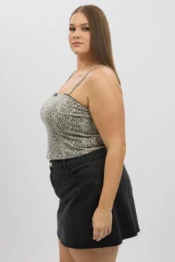 Brown Animal Print Singlet Top Sleeveless -You And All Fashion Store cbs2513a 84jb animal pri 4