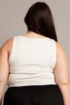 Ecru Tank Top Sleeveless Boat Neck -You And All Fashion Store cbs2661 84j ecru 5