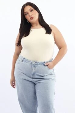 Yellow Bodysuit Sleeveless Boat Neck Modal