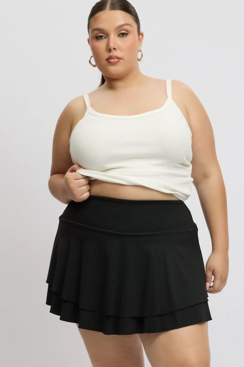 Black Flare Mini Skort Skirt 1 Black Flare Mini Skort Skirt