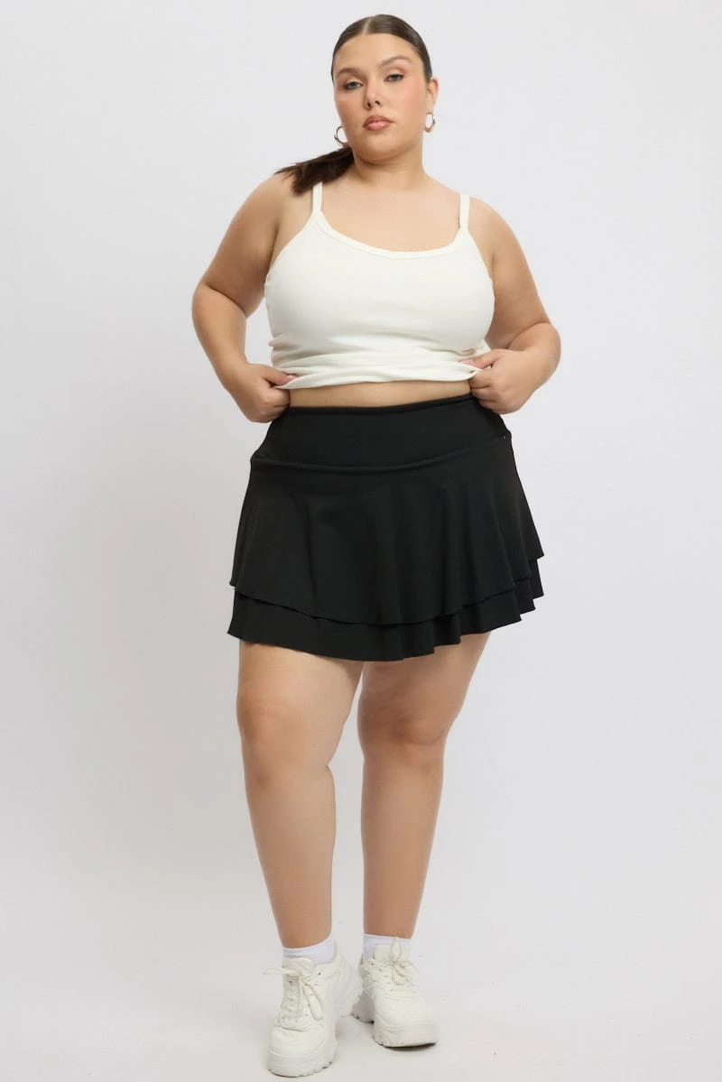 Black Flare Mini Skort Skirt 2 Black Flare Mini Skort Skirt - Image 2