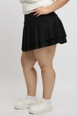 Black Flare Mini Skort Skirt 9 Black Flare Mini Skort Skirt -You And All Fashion Store cbs2716 84jb black 4