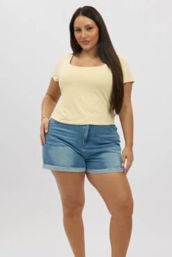 Yellow Supersoft Top Short Sleeve Scoop Neck -You And All Fashion Store cbs2742a 84j butter 3