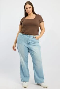 Brown Supersoft Top Short Sleeve Scoop Neck -You And All Fashion Store cbs2742a 84j chocolate 3