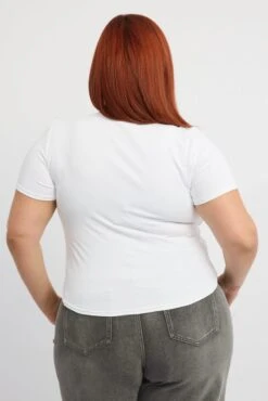 White Supersoft Top Short Sleeve Scoop Neck -You And All Fashion Store cbs2742a 84j white 4