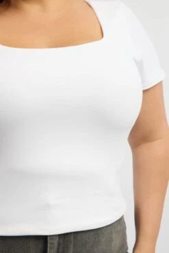 White Supersoft Top Short Sleeve Scoop Neck -You And All Fashion Store cbs2742a 84j white 5
