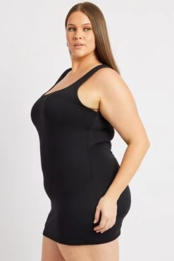 Black Mini Dress Scoop Neck Supersoft -You And All Fashion Store cbs2749 84j black 4