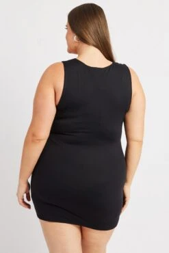 Black Mini Dress Scoop Neck Supersoft -You And All Fashion Store cbs2749 84j black 5