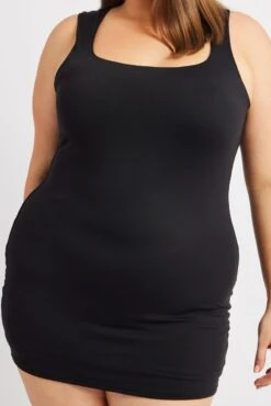 Black Mini Dress Scoop Neck Supersoft -You And All Fashion Store cbs2749 84j black 6