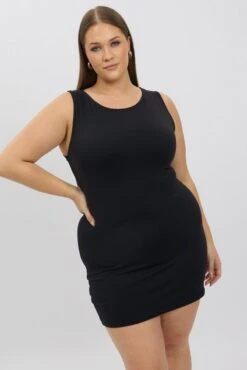 Black Dress Sleeveless Crew Neck Supersoft -You And All Fashion Store cbs2796 84jb black 3