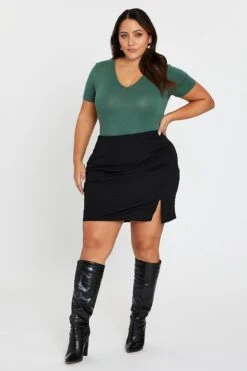 Green Long Sleeve V-neck Bodysuit -You And All Fashion Store cbs31492 42j green 3 1