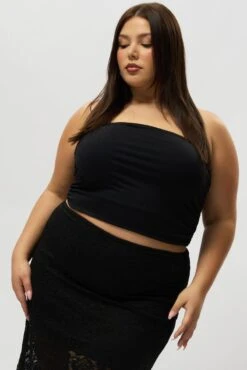 Black Bandeau Top Side Ruched Supersoft -You And All Fashion Store cbs3392 84j black 3