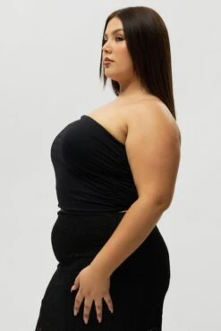 Black Bandeau Top Side Ruched Supersoft -You And All Fashion Store cbs3392 84j black 4