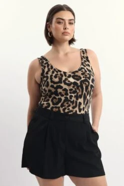 Brown Animal Print Bodysuit Sleeveless