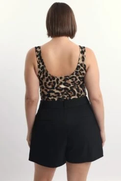 Brown Animal Print Bodysuit Sleeveless -You And All Fashion Store cbs3431 84jb animal pri 3
