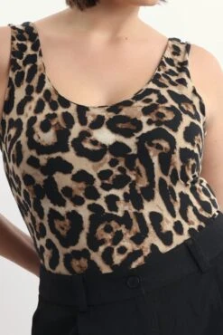 Brown Animal Print Bodysuit Sleeveless -You And All Fashion Store cbs3431 84jb animal pri 5
