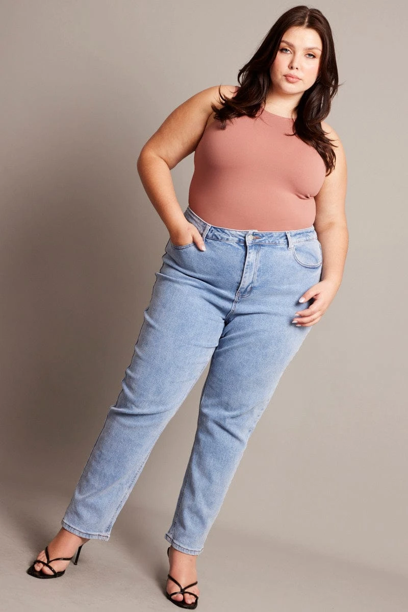 Brown Bodysuit Sleeveless Crew Neck 2 Brown Bodysuit Sleeveless Crew Neck - Image 2