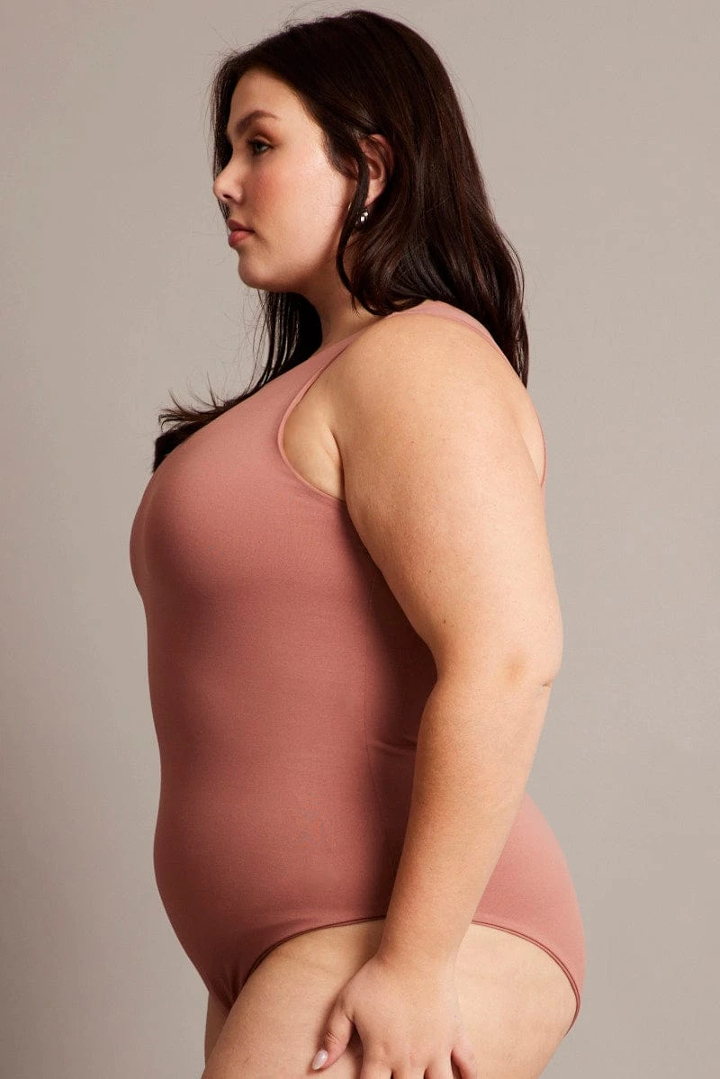 Brown Bodysuit Sleeveless Crew Neck 5 Brown Bodysuit Sleeveless Crew Neck - Image 5