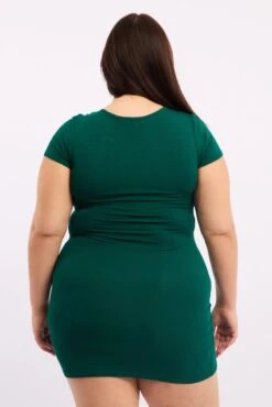 Green Short Sleeve Green Rib Basic Dress -You And All Fashion Store cbsc16293 47ab green 5