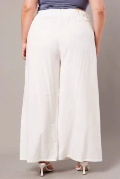 White Wide Leg Pants High Rise Waist Tie Crop 10 White Wide Leg Pants High Rise Waist Tie Crop -You And All Fashion Store cbt0001b 36pb white 5