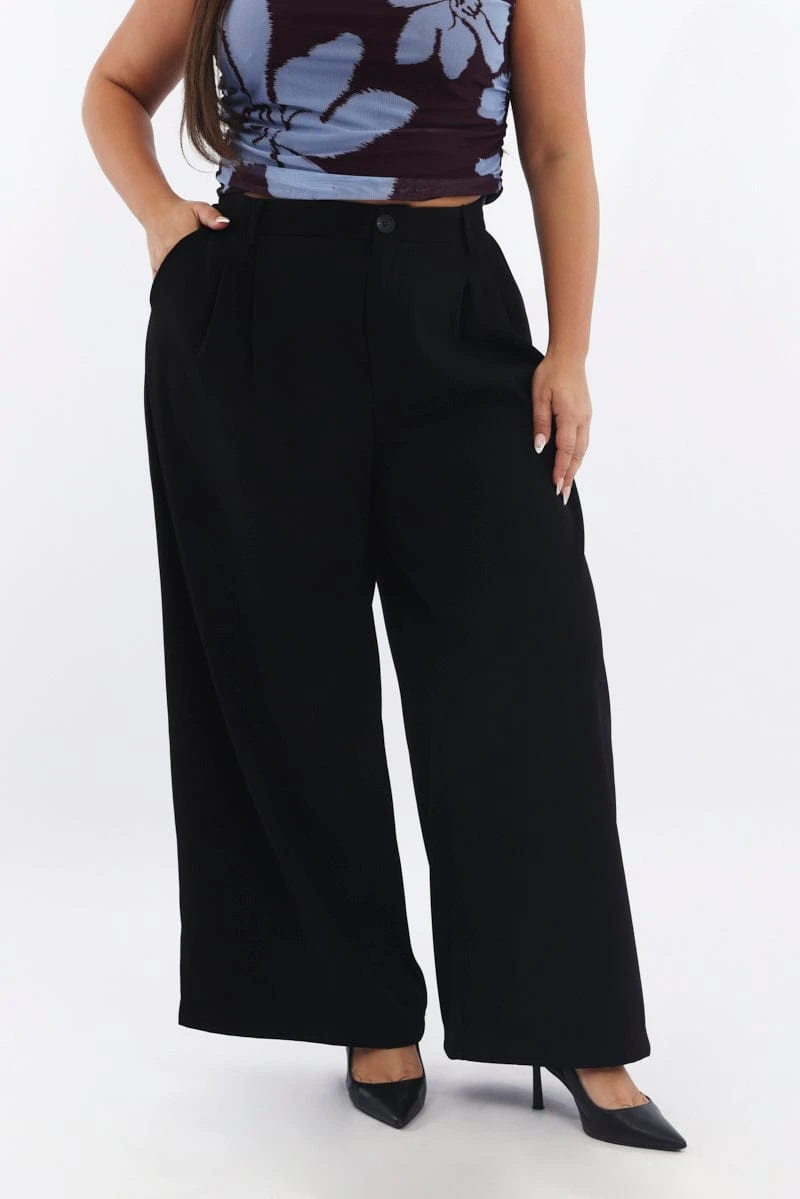 Black Sandwash Tailored Wide Leg Pants 1 Black Sandwash Tailored Wide Leg Pants