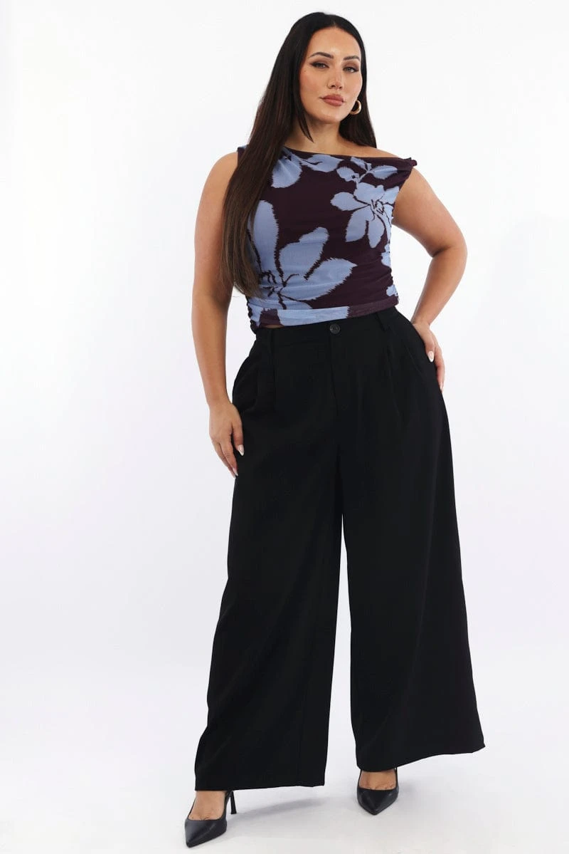 Black Sandwash Tailored Wide Leg Pants 2 Black Sandwash Tailored Wide Leg Pants - Image 2