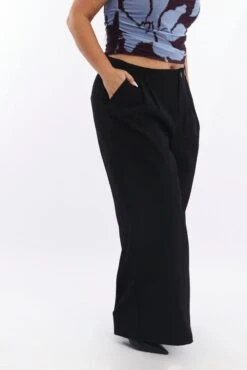 Black Sandwash Tailored Wide Leg Pants 7 Black Sandwash Tailored Wide Leg Pants -You And All Fashion Store cbt0063 127ab black 3