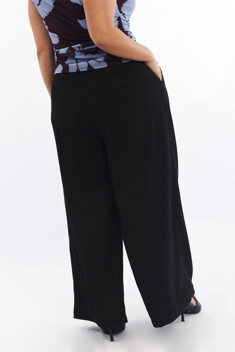 Black Sandwash Tailored Wide Leg Pants 4 Black Sandwash Tailored Wide Leg Pants - Image 4
