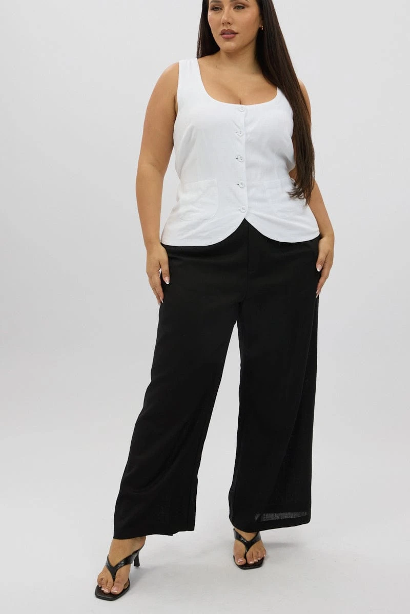 Black Linen Blend Tailored Pants 3 Black Linen Blend Tailored Pants - Image 3
