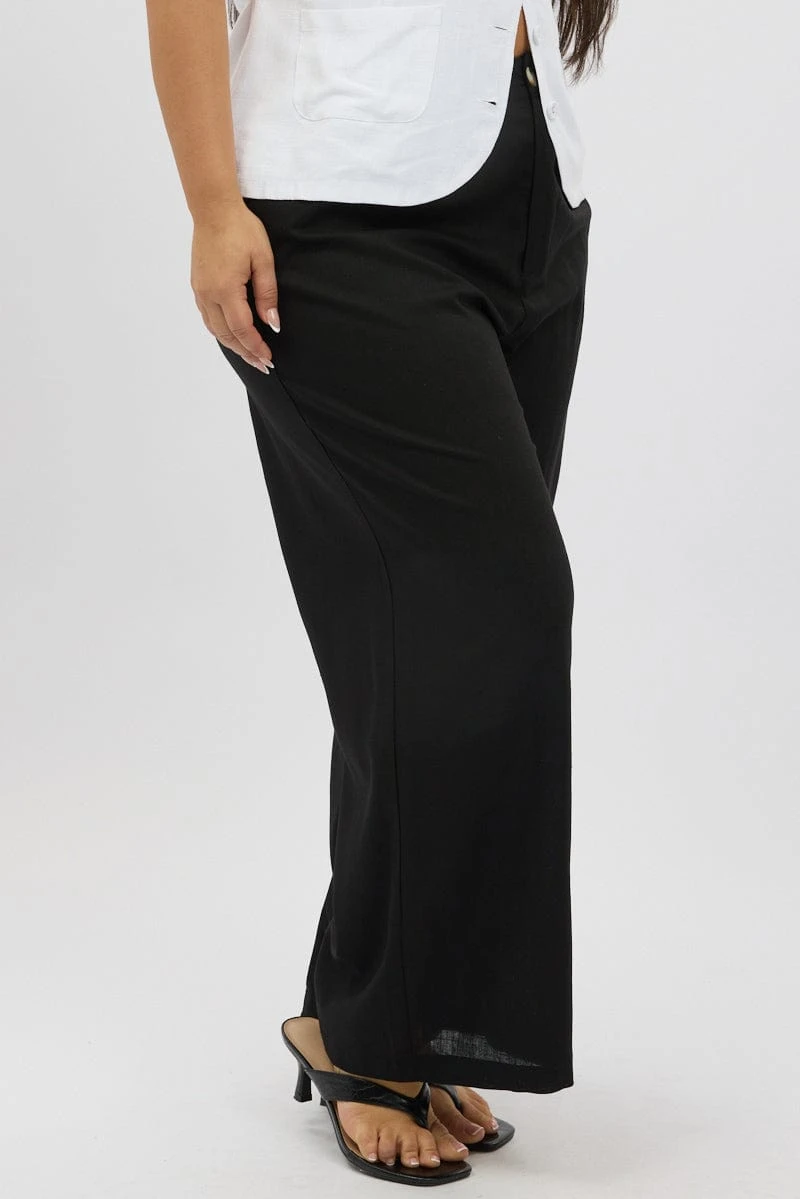 Black Linen Blend Tailored Pants 4 Black Linen Blend Tailored Pants - Image 4