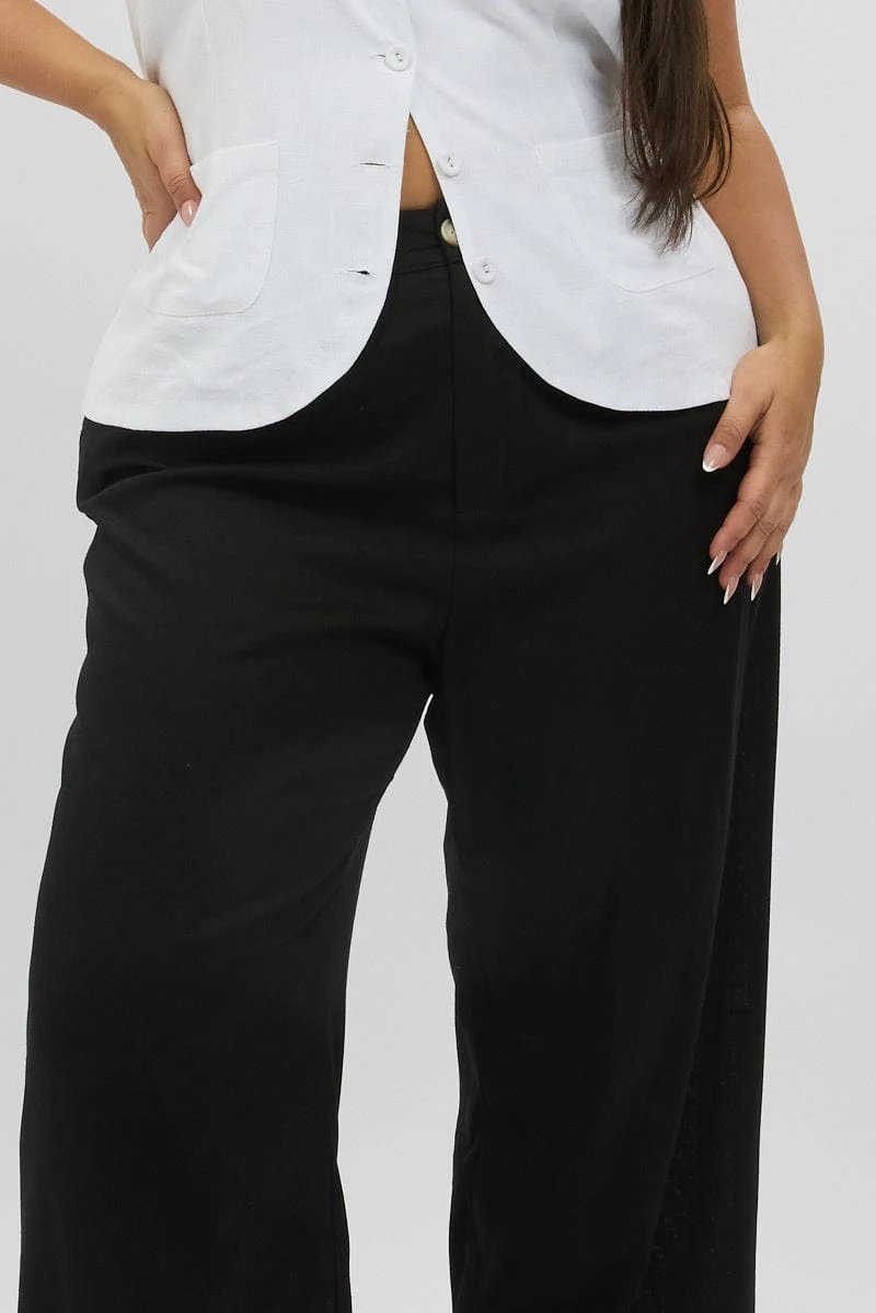 Black Linen Blend Tailored Pants 6 Black Linen Blend Tailored Pants - Image 6