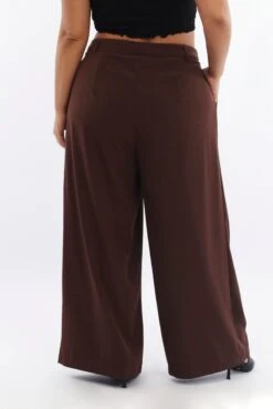 Brown Sandwash Tailored Wide Leg Pants -You And All Fashion Store cbt0063x 127a chocolate 5