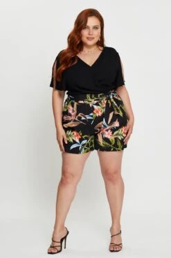 Floral Print Belted Shorts High Rise -You And All Fashion Store cbt0105 33b floral prt 3